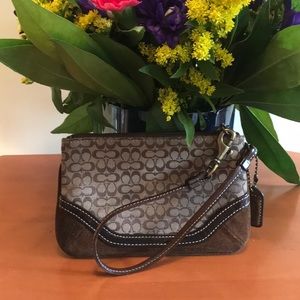 Coach brown wristlet